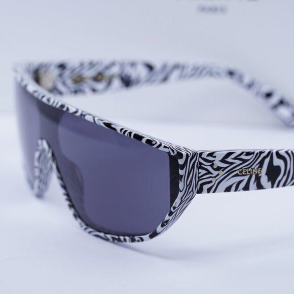 Celine CL40195I 04A Shield Sunglasses - Shiny Zebra/Smoke - Picture 3 of 12
